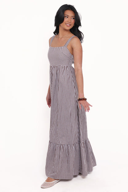 Reid Maxi Dress Brown Gingham