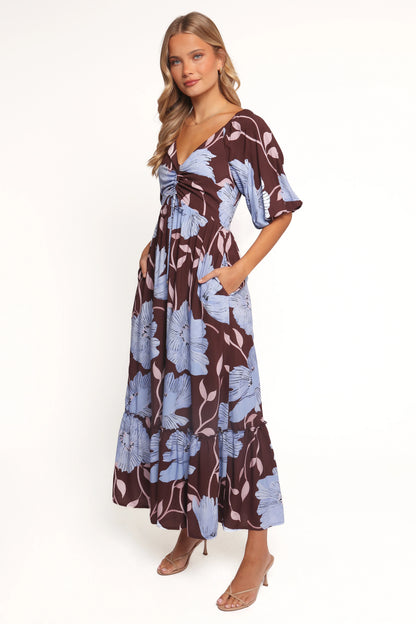 Annabella Maxi Dress Blue Poppies