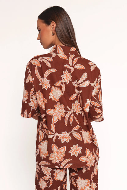 Samira Short Sleeve Shirt Orange Floral