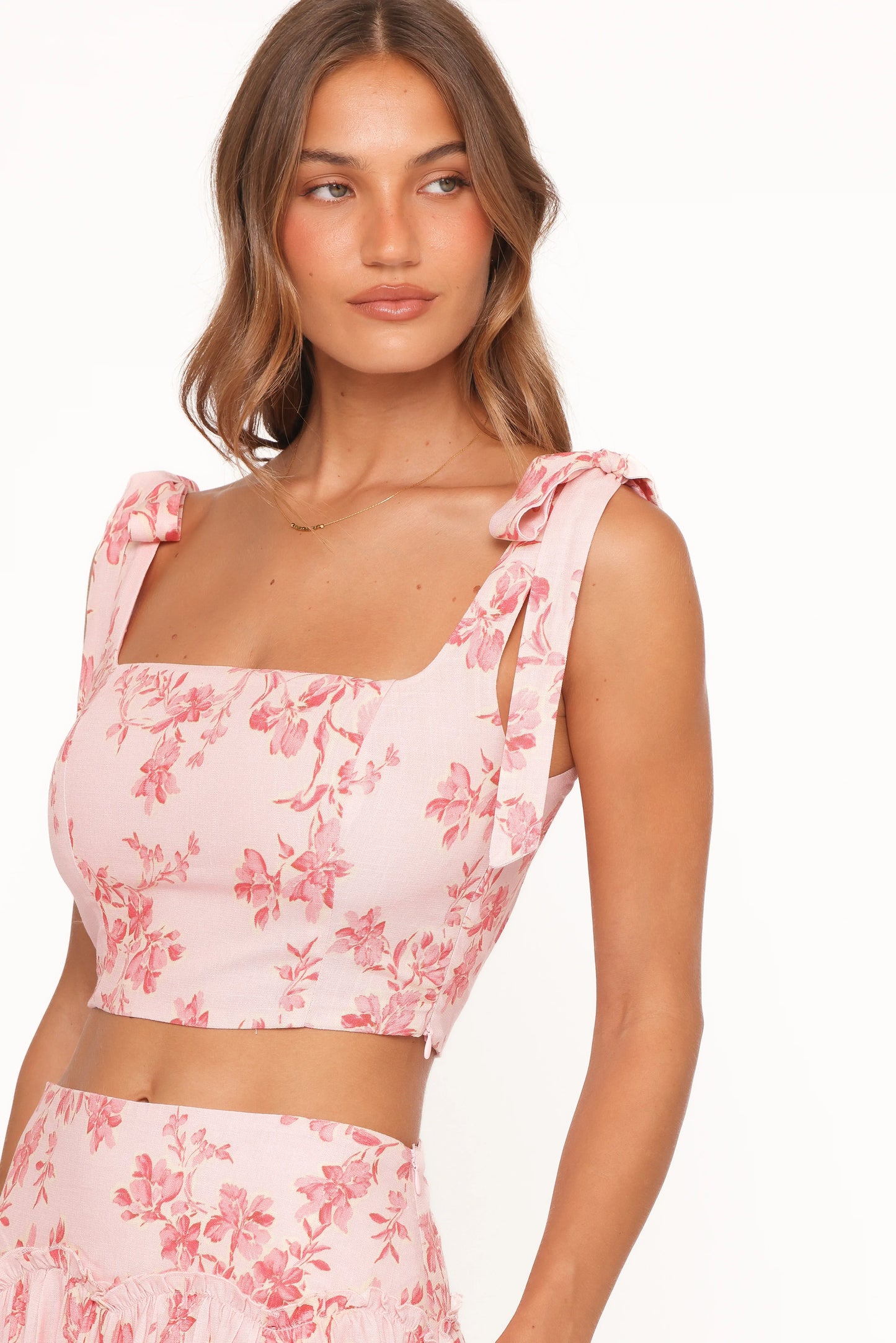 Tyler Tie Shoulder Top Rose Pink Floral