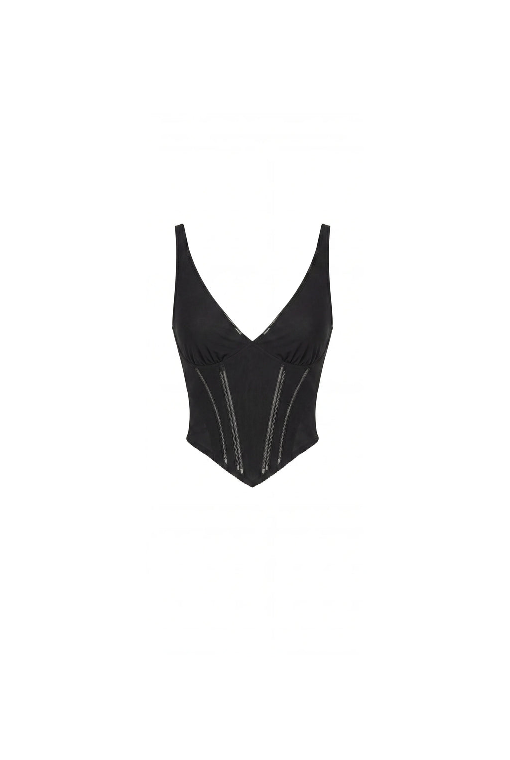 Black Corset with Deep V Neckline