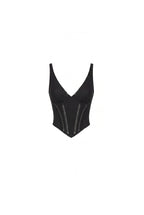 Black Corset with Deep V Neckline