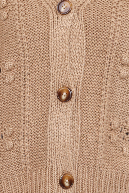 Melody Textured Button Up Cardigan Mushroom