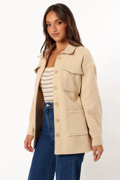 Arlow Tie Front Shacket Cream
