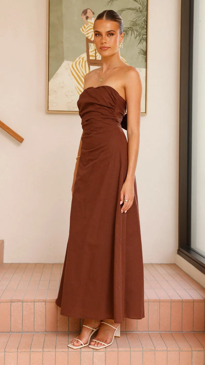 Bolivia Strapless Maxi Dress Chocolate