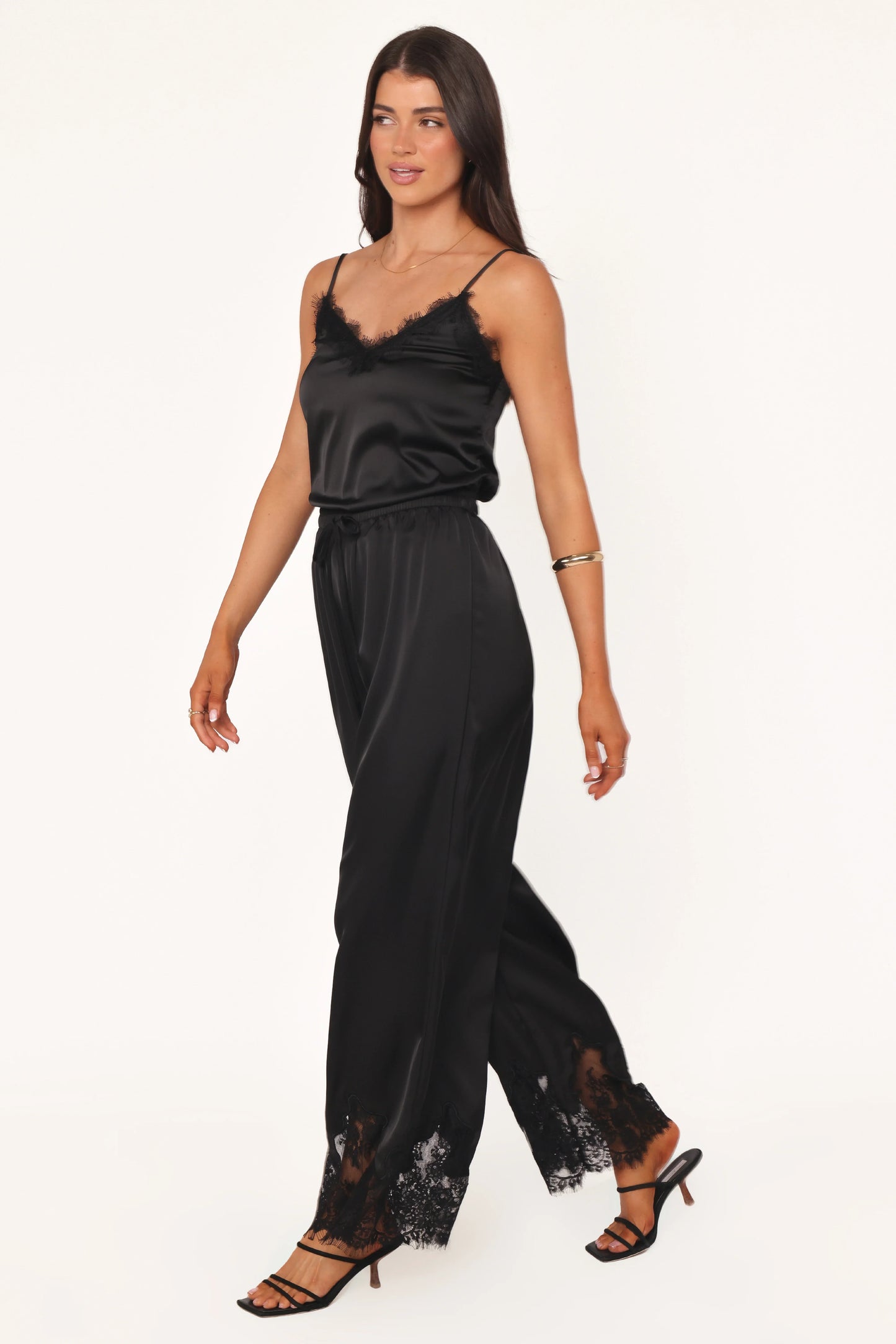 Viola Drawstring Wide Leg Pant Black