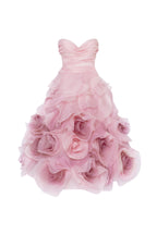 Dramatic flowered organza midi dress in misty rose Glow Up