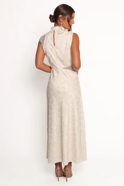 Anabelle Halter Neck Lace Maxi Dress White