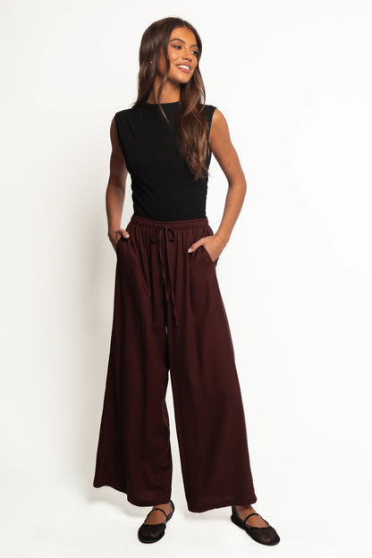 Zane Tie Waist Pant Chocolate