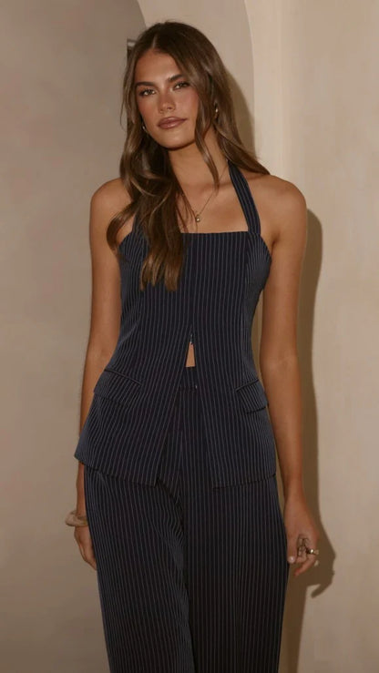 Fallon Halter Neck Top Navy