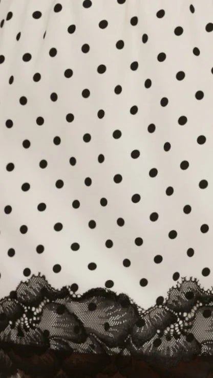 Kiki Lace Mini Skirt Cream Black Polka