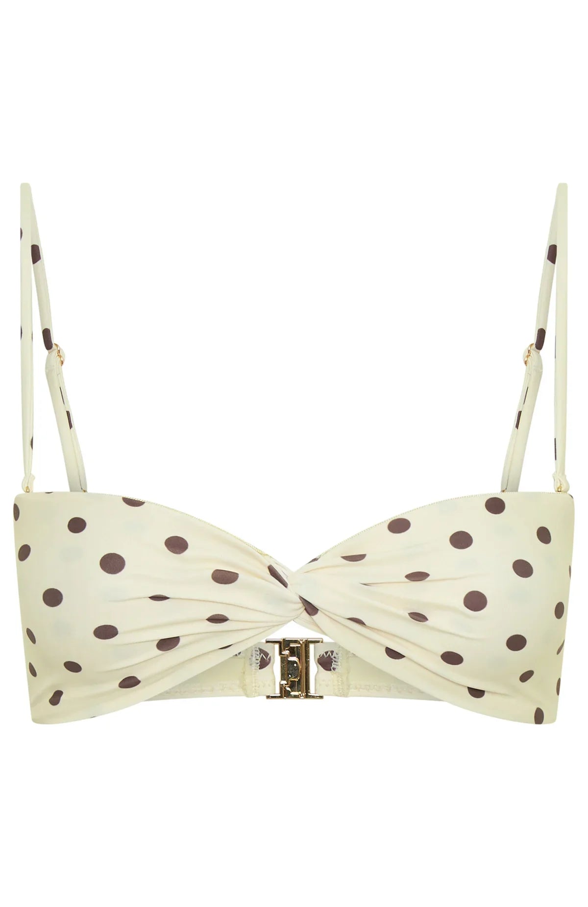 Kaya Bikini Top Cream Choc Polka Dot