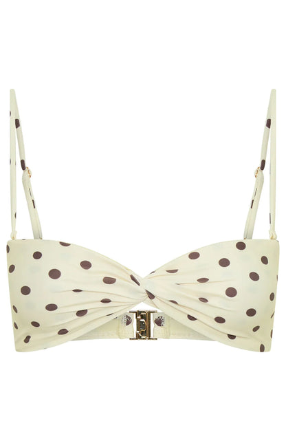 Kaya Bikini Top Cream Choc Polka Dot