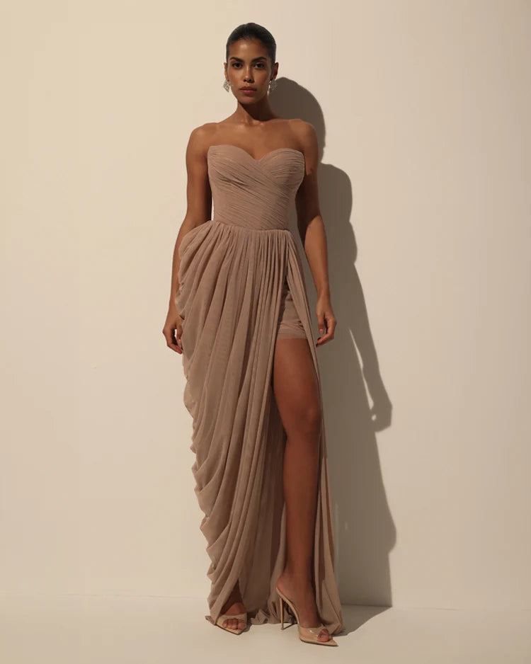 Dress with Corset Bodice and Draping