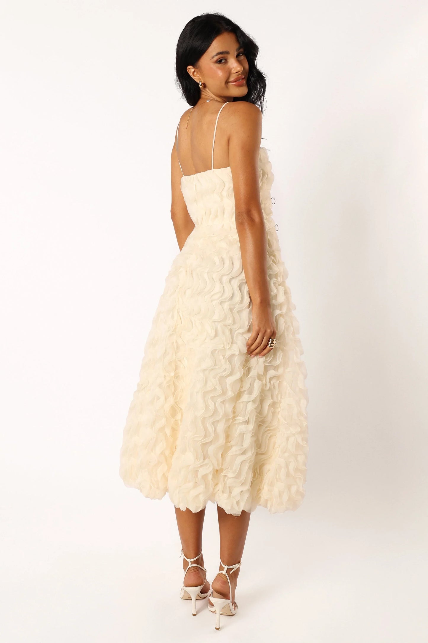 Kade Textured Midi Dress White