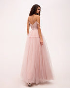 Misty Rose Tie straps tulle prom dress
