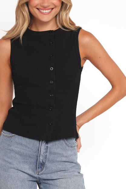 Agatha Asymmetrical Knit Top Black