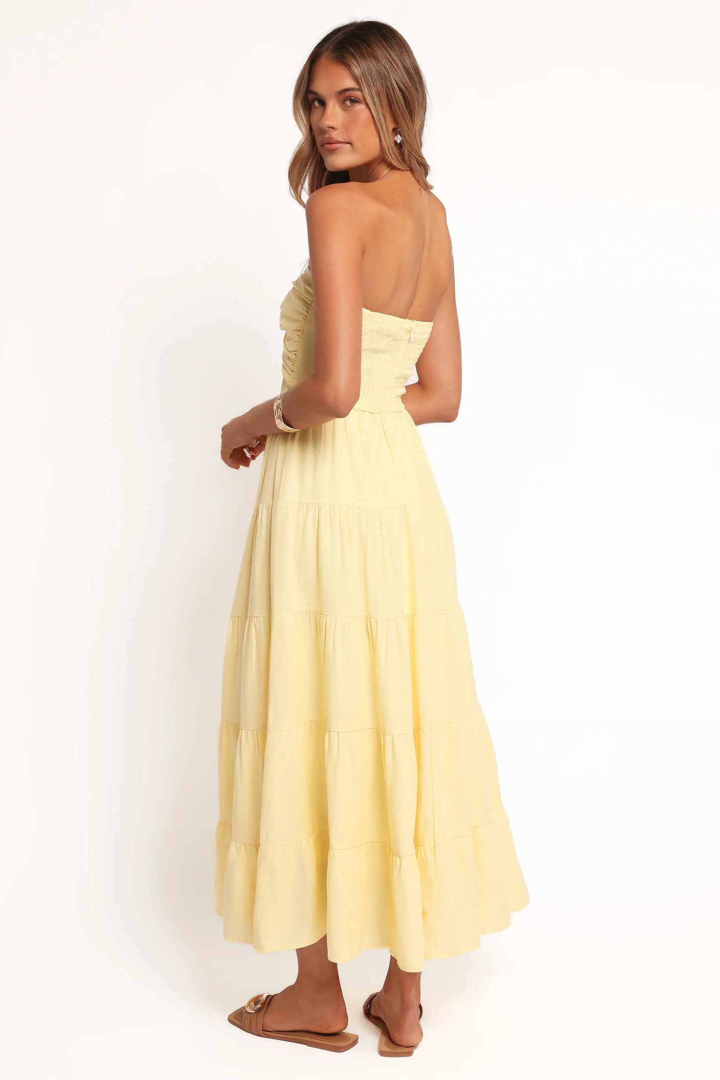 Sitara Strapless Midi Dress Yellow