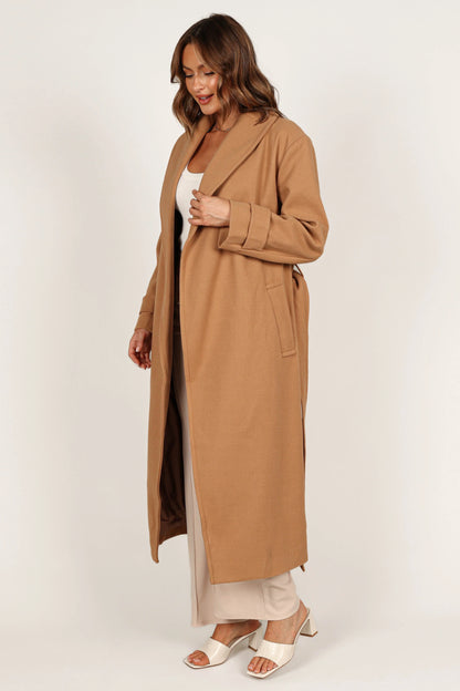 Emersyn Tie Front Coat Camel