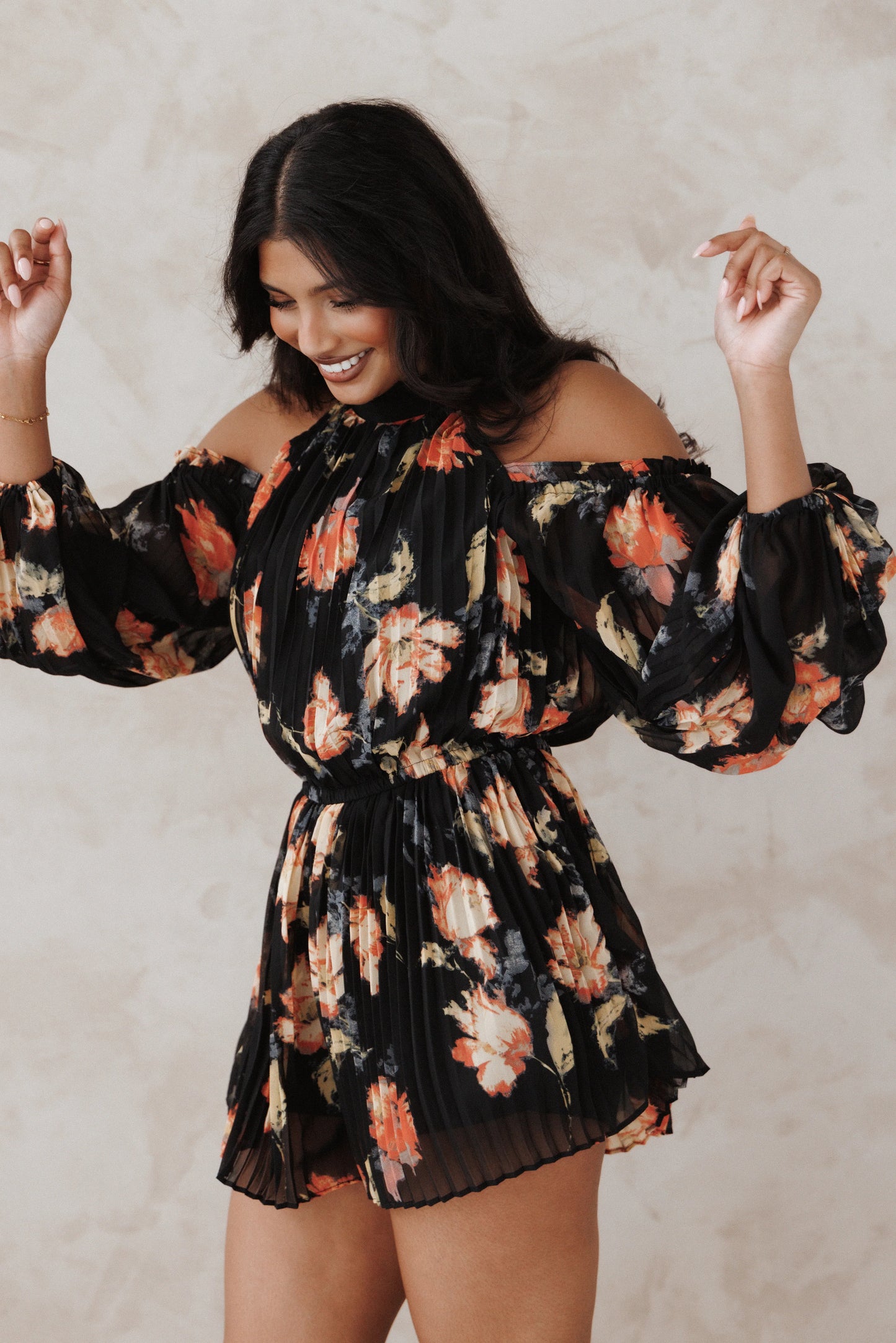 Hillary Romper Black Floral