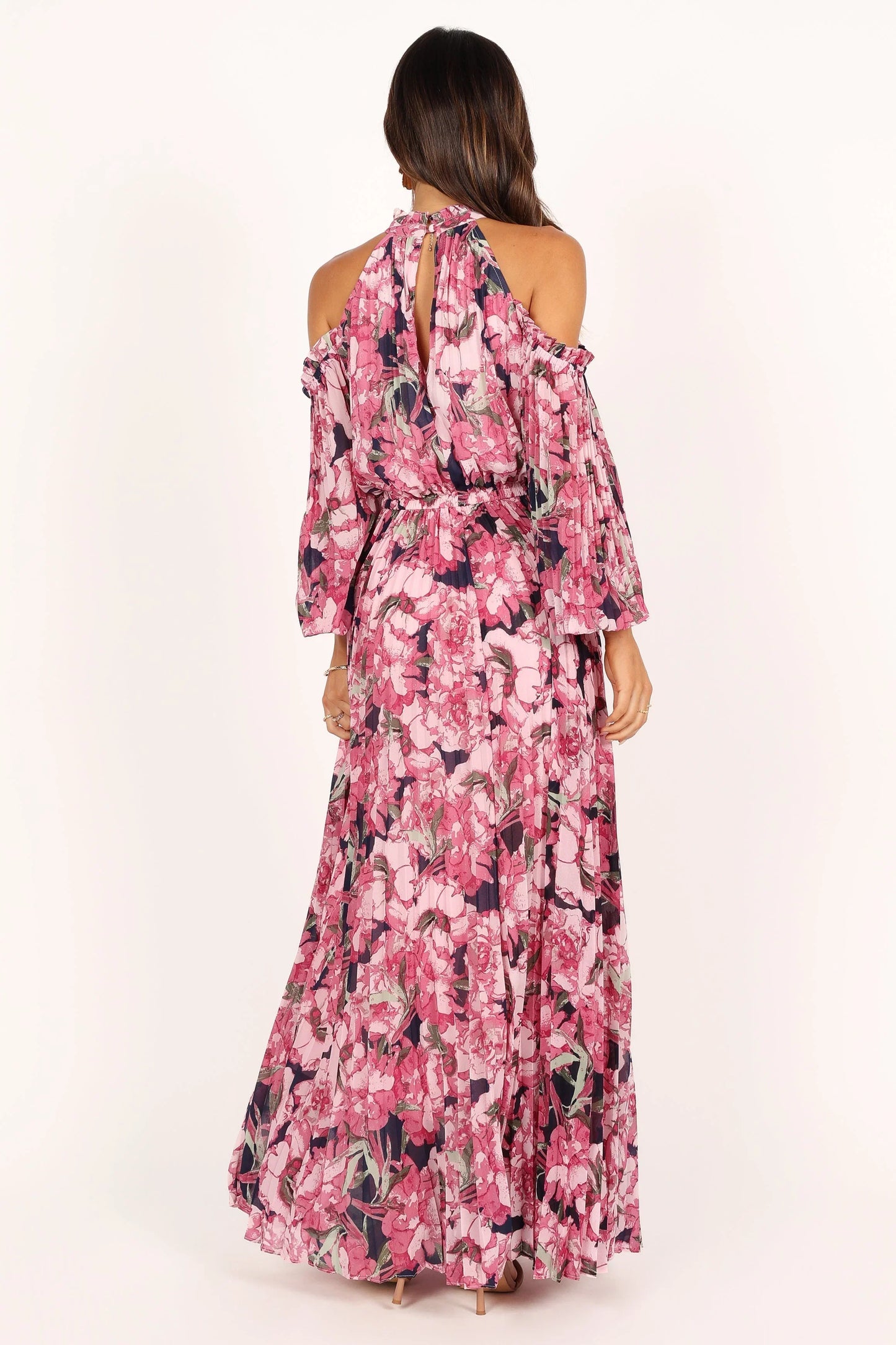 Hilary Pleated Maxi Dress Pink Floral