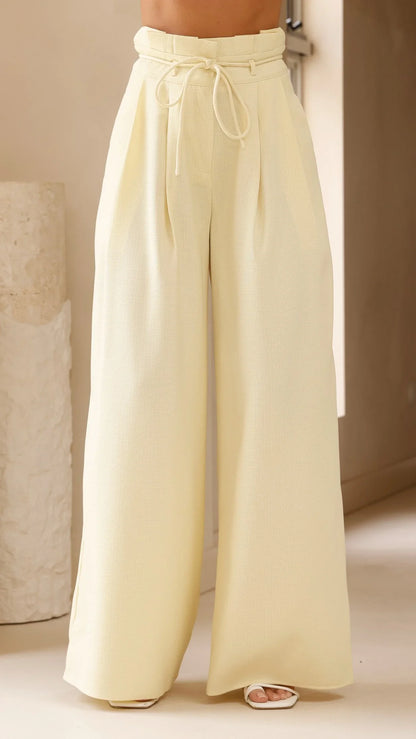Melinda High Waist Pants Soft Yellow
