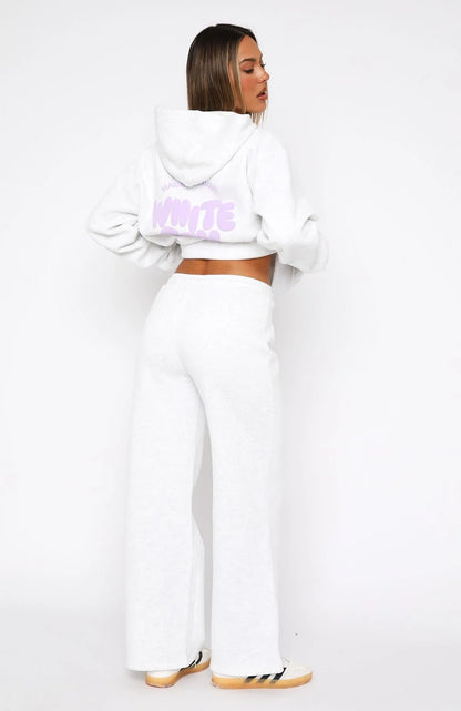 With Love For You Wide Leg Sweatpants Grey Marle
