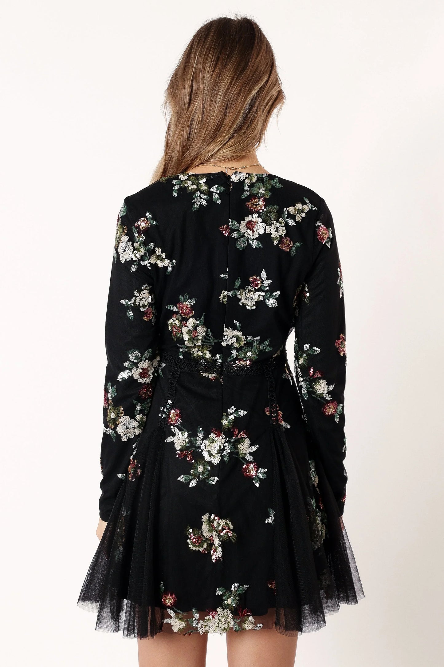 Woodsen Long Sleeve Mini Dress Black Floral