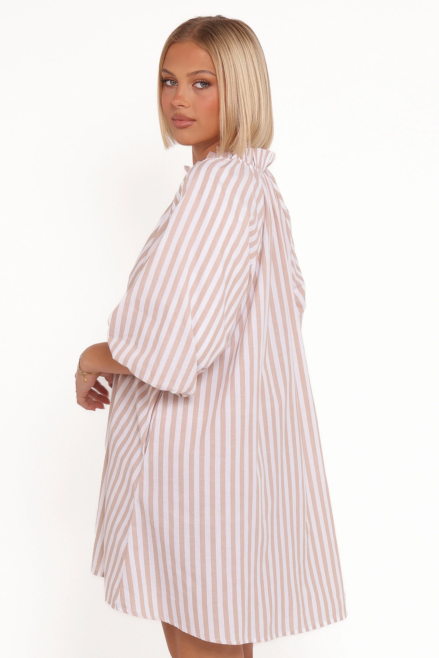 Doran Mini Dress Beige White
