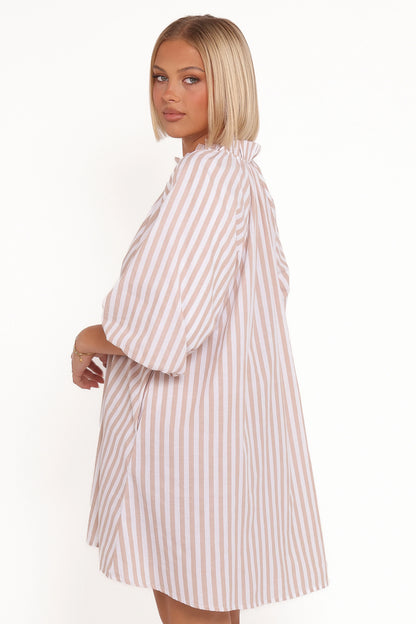 Doran Mini Dress Beige White