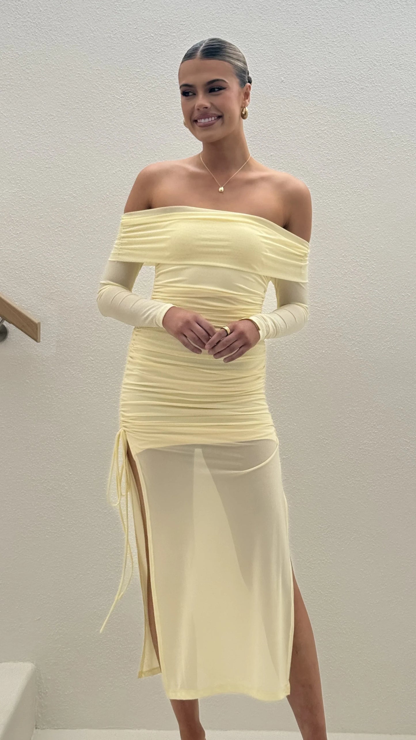 Isadora Off Shoulder Maxi Dress Yellow