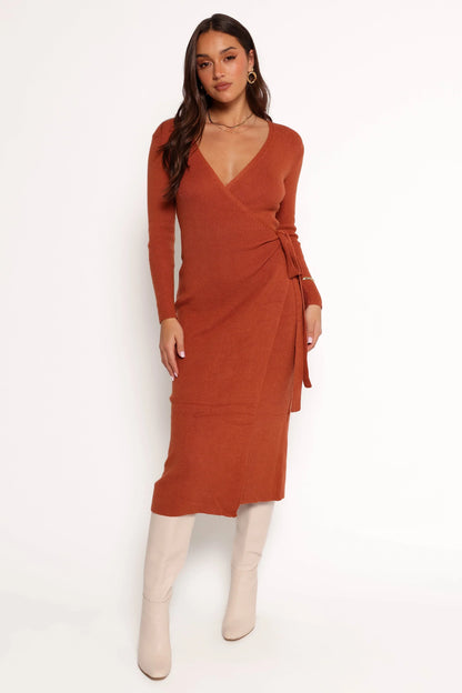 Kellan Wrap Midi Dress Bronze