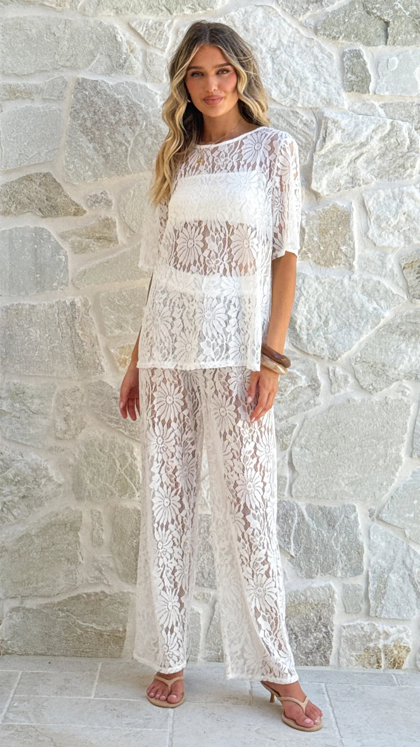 Santana Lace Pants White