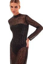 Crystal embellished striking maxi dress