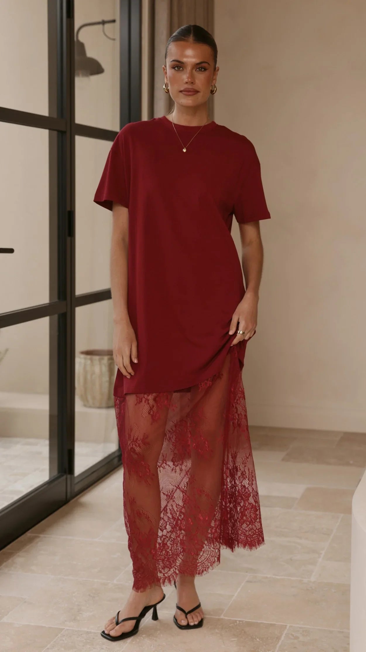 Adora T Shirt Maxi Dress Wine