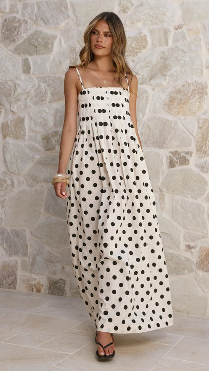 Felicity Maxi Dress White Black Spot