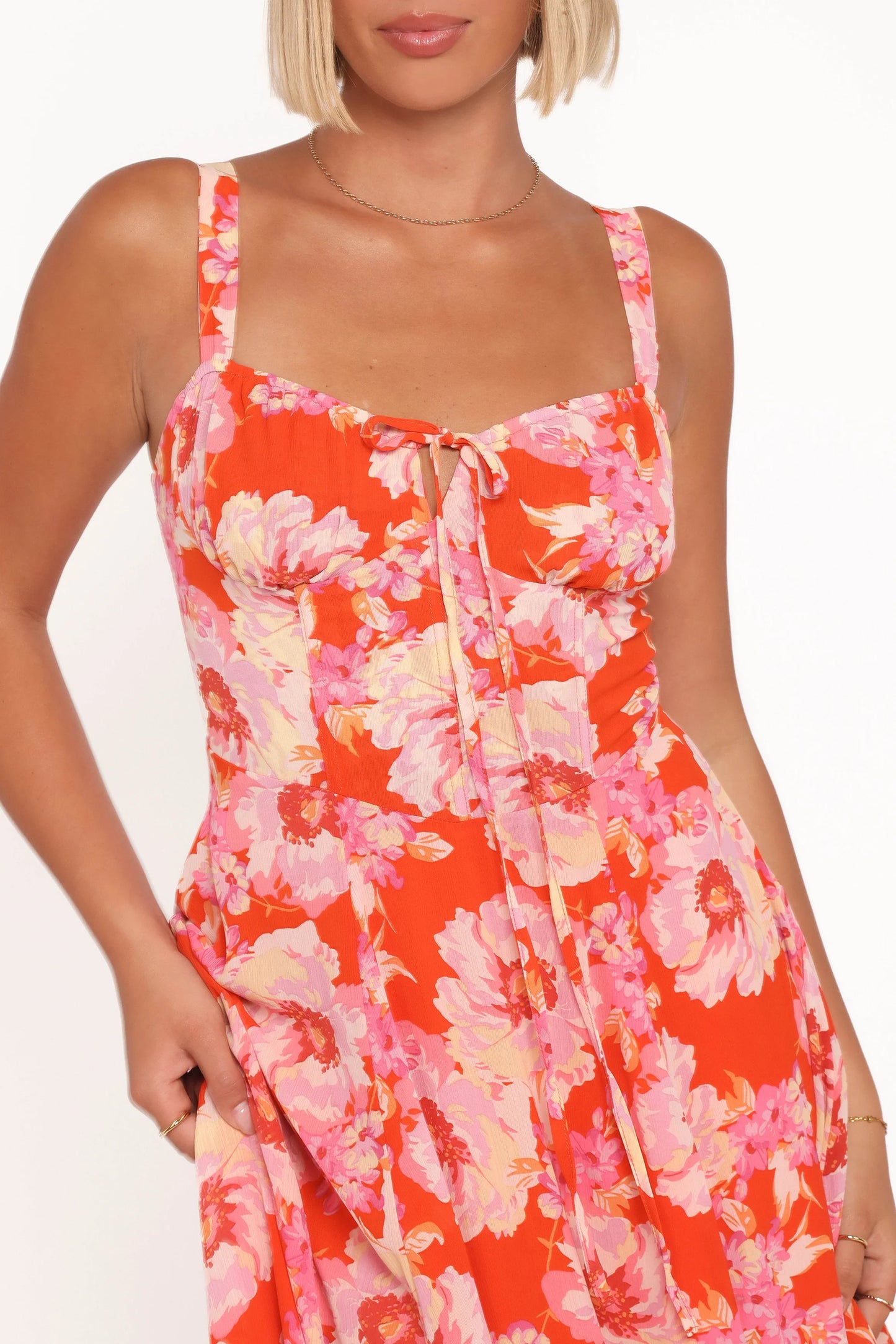 Elodie Midi Dress Red Floral