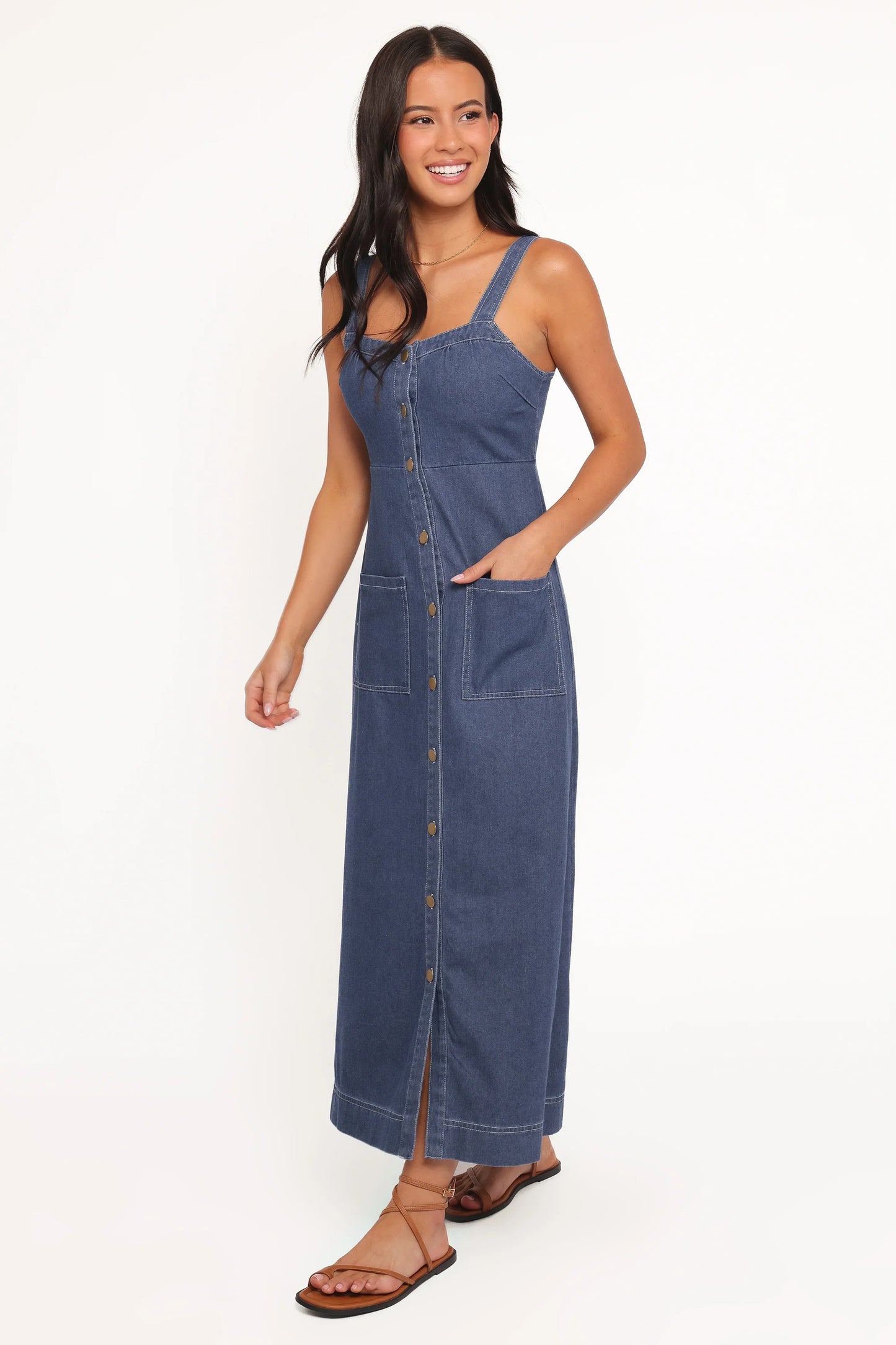 Bettie Midi Dress Mid Blue Denim