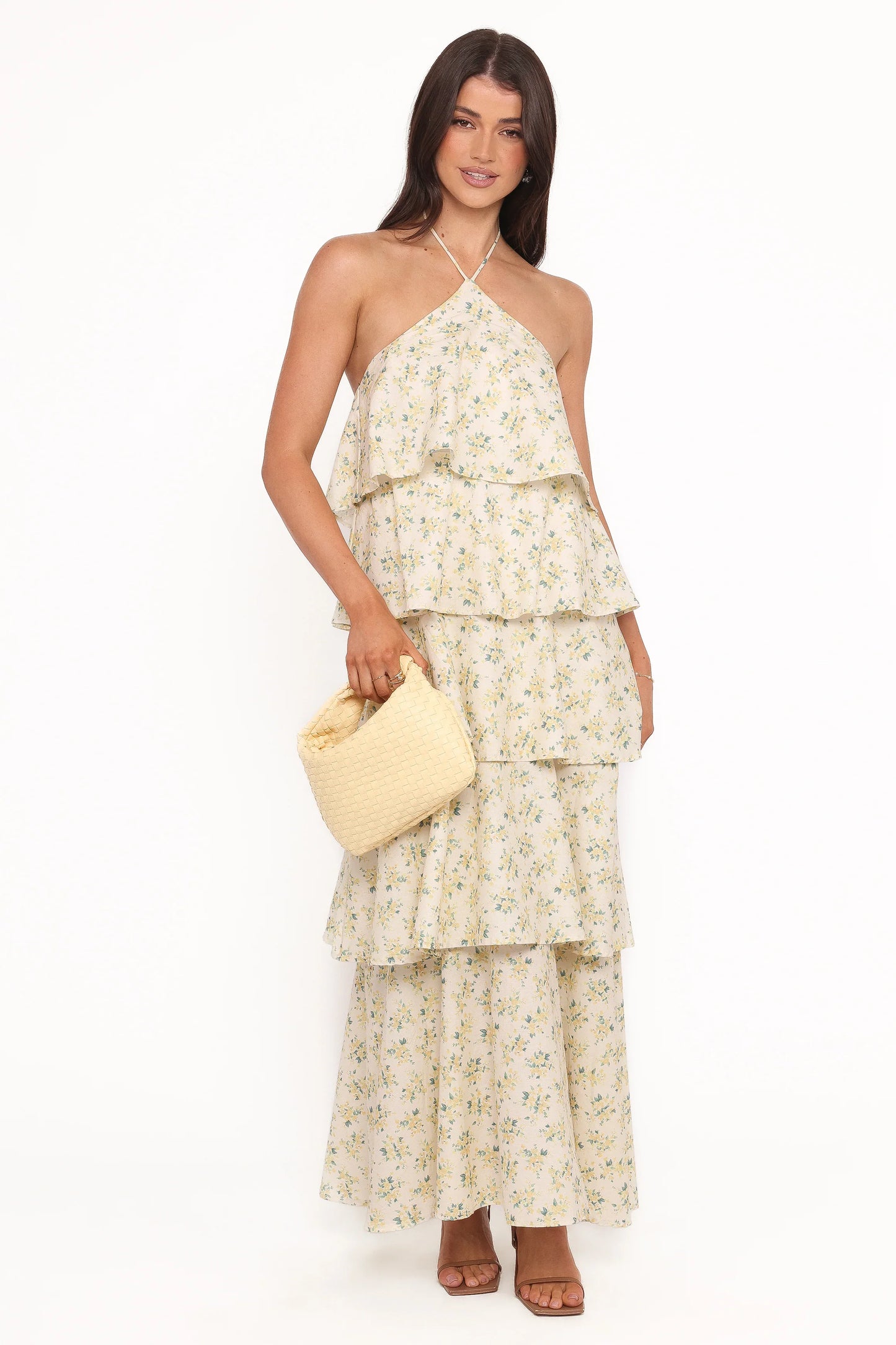 Darlia Halterneck Maxi Dress Yellow Floral
