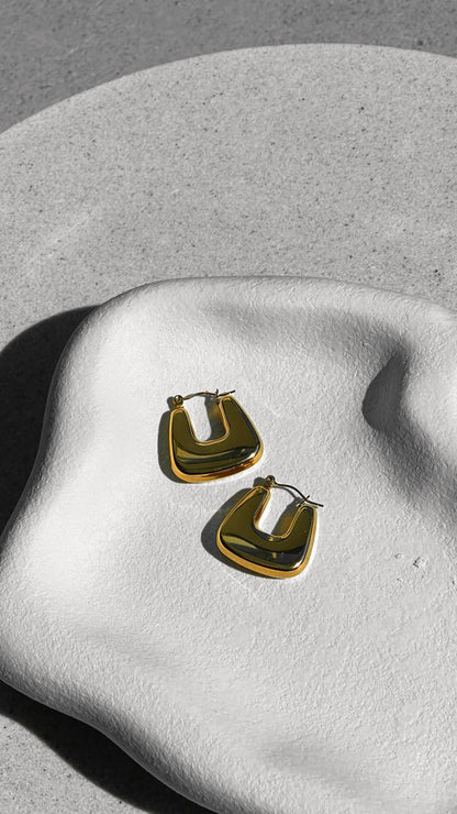 Square Crush Gold Plated Earrings Gold