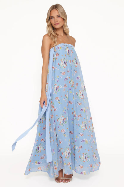 Codie Off Shoulder Maxi Dress Cornflower Blue Floral
