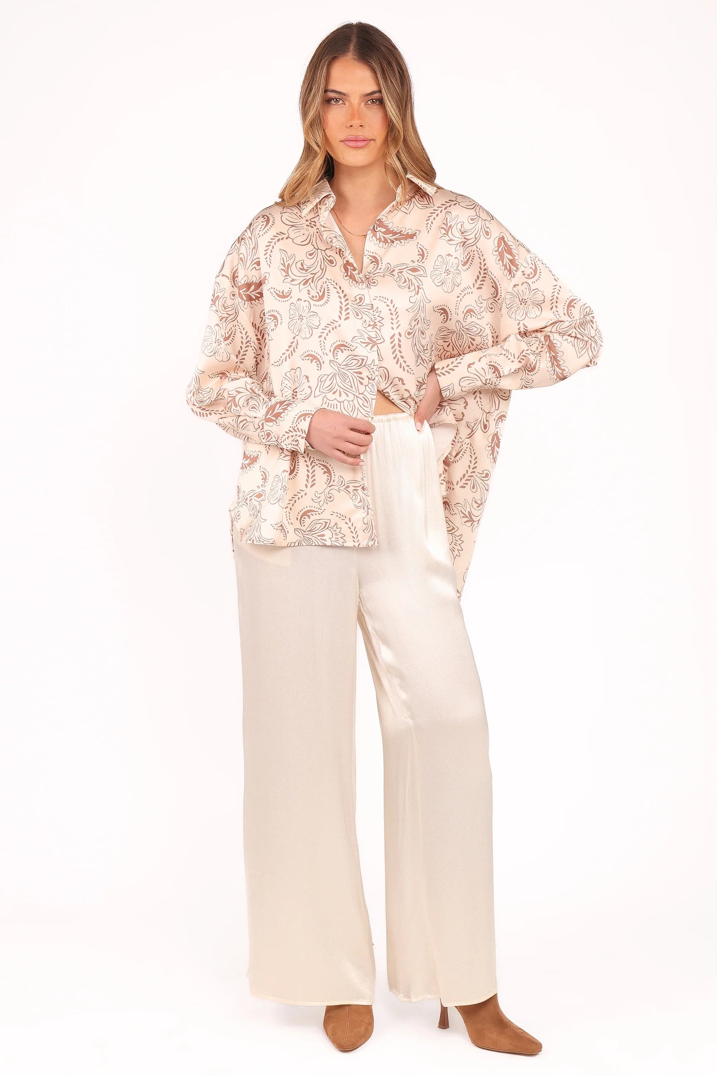 Valia Wide Leg Pant Cream