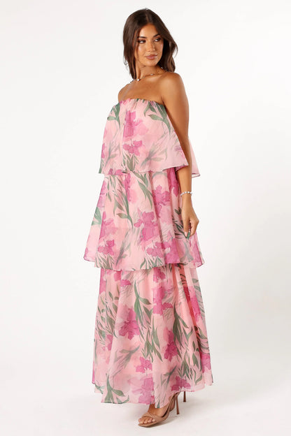 Bloom Strapless Maxi Dress Pink Floral