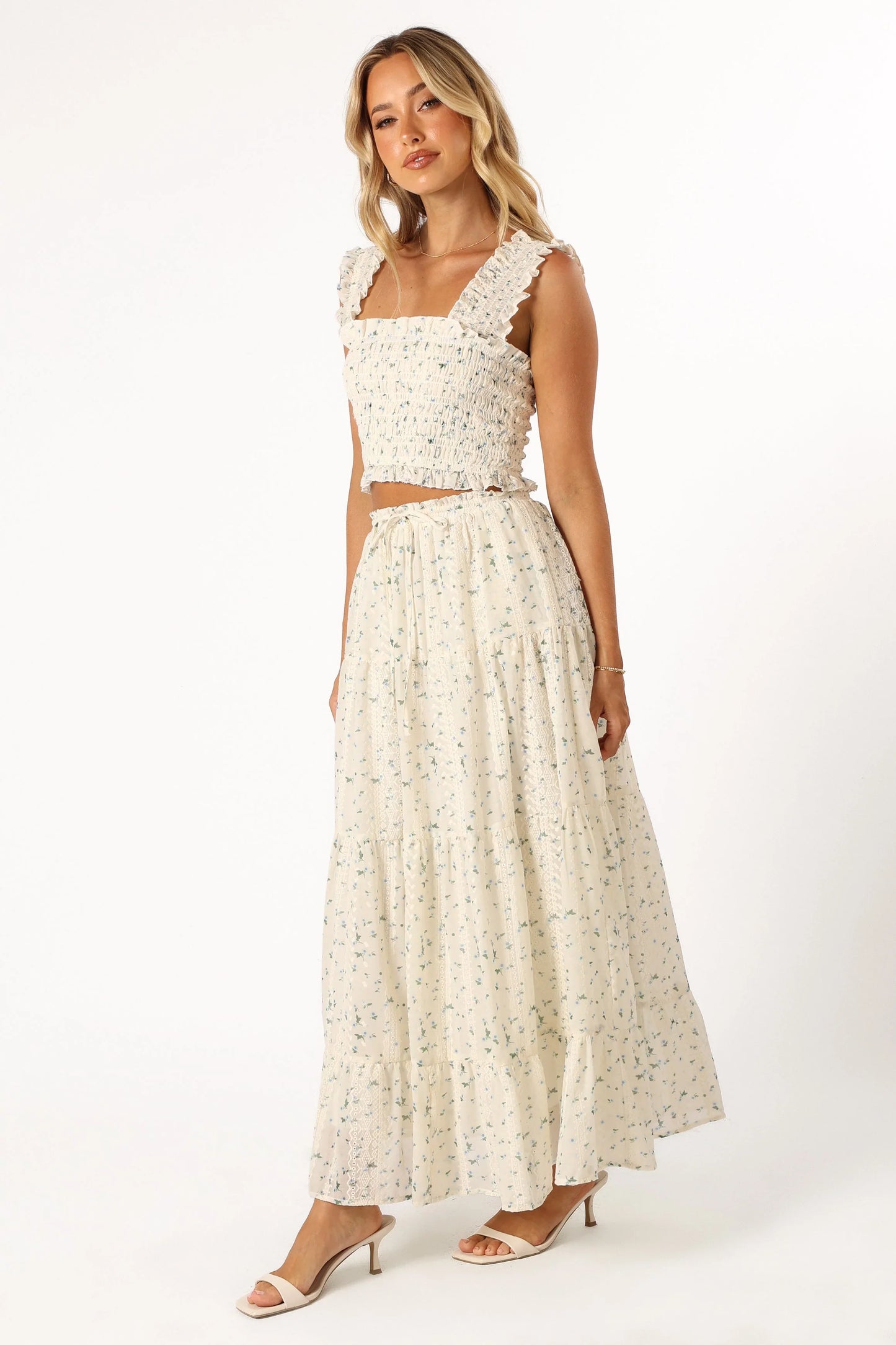 Amberlyn Maxi Skirt Blue Floral