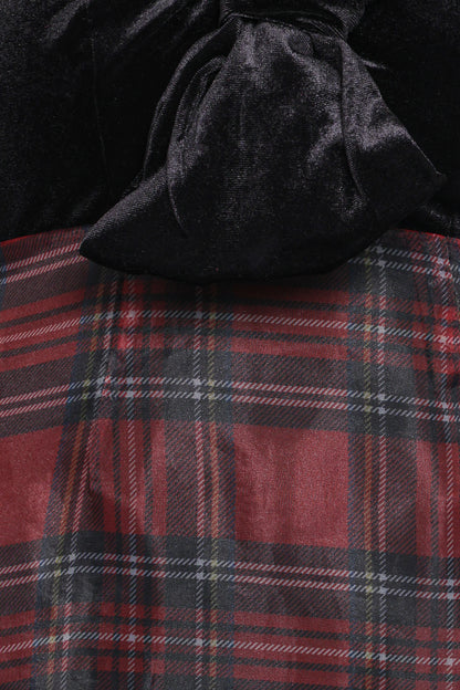 Amelie Bow Front One Shoulder Midi Dress Red Plaid