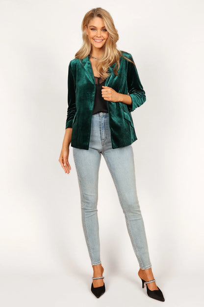 Vera Velvet Blazer Green