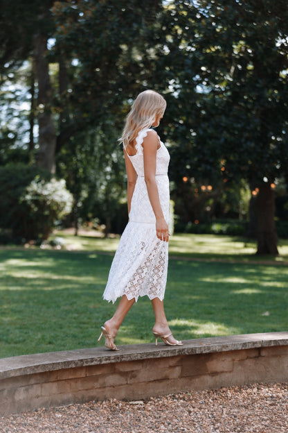 Harper Midi Lace Dress White