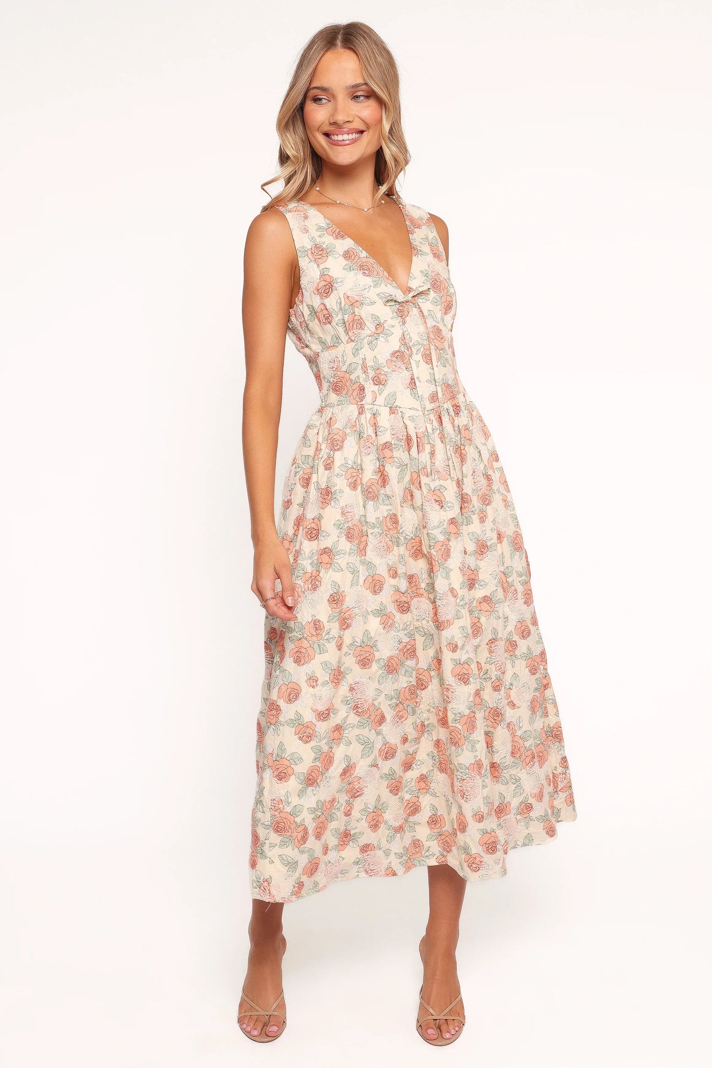 Velda Midi Dress Pink Floral
