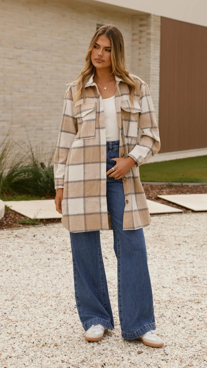 Saskia Jacket Beige Cream Check