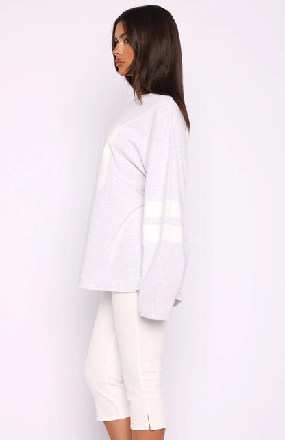 Playing Ball Oversized Long Sleeve Tee Grey Marle